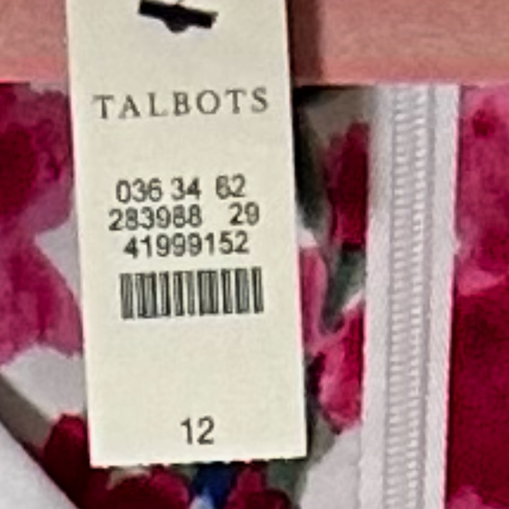 Talbots Dress Womens 12 Pink Blue Floral Sleeveless Sheath Lined Cottagecore NWT - Picture 3 of 12